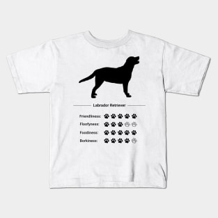 Labrador Retriever Stats - Friendliness, Floofyness, Foodiness, Borkiness Kids T-Shirt